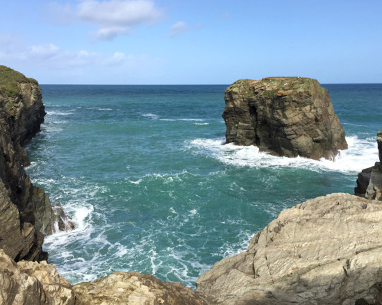 Views from the coastal walk that runs alongside Porth Beach.